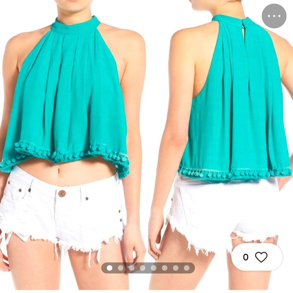 NWT Lovers+ Friends Pom Pom Halter Neck Top Beachy Resort Holiday , size S - Picture 1 of 12